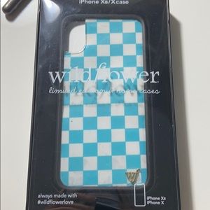 blue checkered wildflower case iphone x/xs